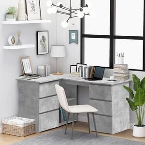 VidaXL Kutni radni stol siva boja betona 145 x 100 x 76 cm od iverice