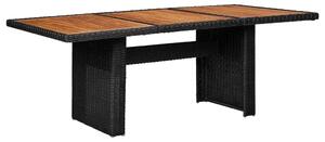 VidaXL Vrtni blagovaonski stol crni 200 x 100 x 74 cm od poliratana