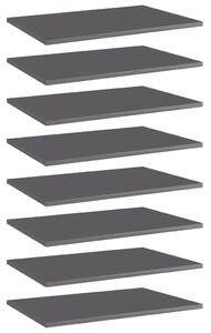 VidaXL Police za knjige 8 kom visoki sjaj sive 60x40x1,5 cm od iverice