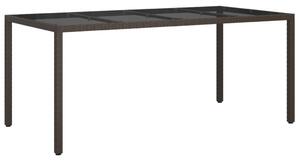 VidaXL Vrtni stol smeđi 190x90x75 cm od kaljenog stakla i poliratana