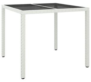 VidaXL Vrtni stol 90x90x75 cm od kaljenog stakla i poliratana bijeli