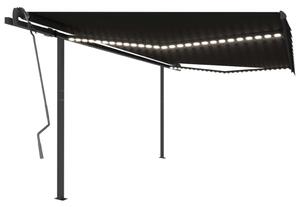 VidaXL Tenda na ručno uvlačenje s LED svjetlima 4 x 3,5 m antracit