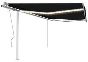 VidaXL Tenda na ručno uvlačenje s LED svjetlima 4,5 x 3,5 m antracit