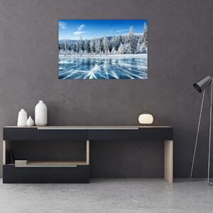 Slika zaleđenog jezera i sniježnih stabala (90x60 cm)