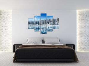 Slika zaleđenog jezera i sniježnih stabala (150x105 cm)
