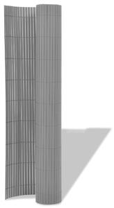 VidaXL Dvostrana vrtna ograda PVC 90 x 500 cm siva