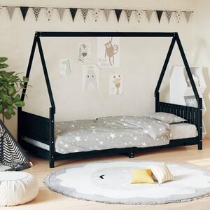 VidaXL Okvir za dječji krevet crni 90 x 190 cm od masivne borovine