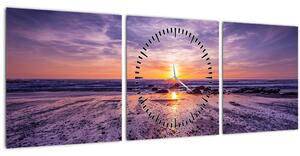 Slika plaže - zalazak sunca (sa satom) (90x30 cm)