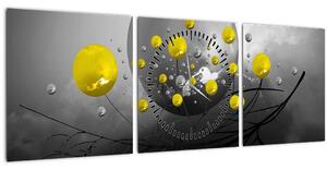 Slika - žute apstraktne kugle (sa satom) (90x30 cm)