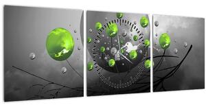 Slika zelenih apstraktnih kugli (sa satom) (90x30 cm)