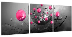 Slika ružičastih apstraktnih kugli (sa satom) (90x30 cm)