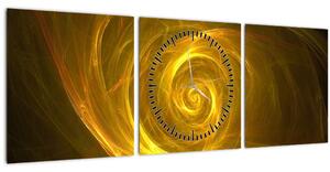 Slika apstraktne žute spirale (sa satom) (90x30 cm)