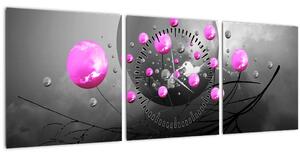 Slika ružičastih kugli (sa satom) (90x30 cm)