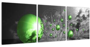 Slika zelenih apstraktnih kugli (sa satom) (90x30 cm)