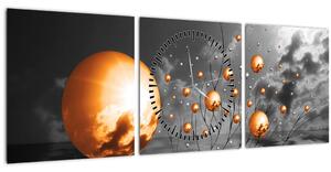 Slika narančastih apstraktnih kugli (sa satom) (90x30 cm)