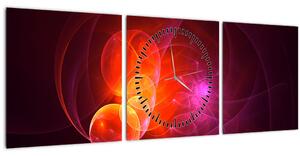 Moderna slika ružičaste apstrakcije (sa satom) (90x30 cm)