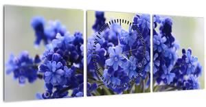 Slika buketa plavog cvijeća (sa satom) (90x30 cm)
