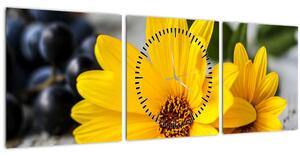 Slika žutog cvijeća (sa satom) (90x30 cm)