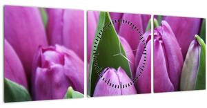 Slika - cvijeće tulipana (sa satom) (90x30 cm)
