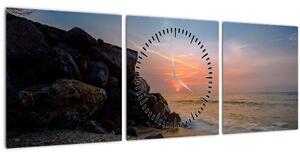 Slika zalaska sunca na plaži (sa satom) (90x30 cm)