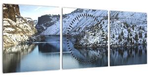 Slika - zimski krajolik s jezerom (sa satom) (90x30 cm)