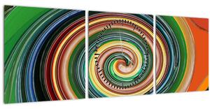 Apstraktna slika - spirala u boji (sa satom) (90x30 cm)