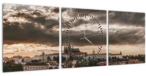 Slika - oblačni Prag (sa satom) (90x30 cm)