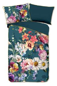 Kerozin plava posteljina za bračni krevet od organskog pamuka Descanso Sunflower, 200 x 220 cm
