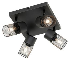 Industrijski stropni reflektor crni s 4 svjetla podesiv - Jim