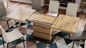 Mazzoni PIANO hrast artisan / crna mat - moderni sklopivi stol do 200 cm