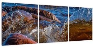 Detaljna slika - voda između kamenja (sa satom) (90x30 cm)