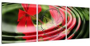 Apstraktna slika - cvijeće u valovima (sa satom) (90x30 cm)