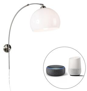 Pametna zidna lučna svjetiljka od čelika s bijelim sjenilom uključujući Wifi A60 - luk