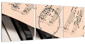 Slika klavira s glazbenim notama (sa satom) (90x30 cm)