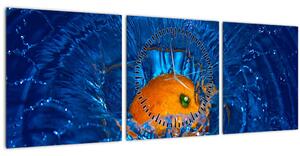 Slika - narančasta u vodi (sa satom) (90x30 cm)