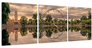 Slika jezera i drveća (sa satom) (90x30 cm)