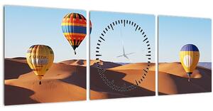 Slika - leteći baloni u pustinji (sa satom) (90x30 cm)
