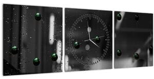 Apstraktna slika - zelene kuglice (sa satom) (90x30 cm)