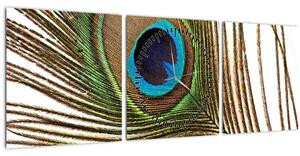Slika paunovog perja (sa satom) (90x30 cm)