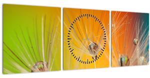 Slika kapljica na biljci (sa satom) (90x30 cm)