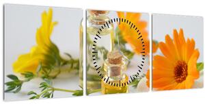 Slika narančastih cvjetova (sa satom) (90x30 cm)