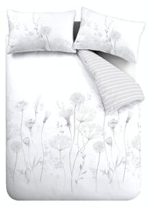 Bijelo-siva posteljina Catherine Lansfield Meadowsweet Floral, 135 x 200 cm