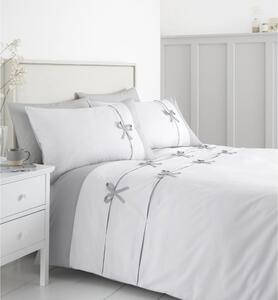 Bijelo-siva posteljina Catherine Lansfield Milo Bow, 135 x 200 cm