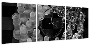 Slika - crno-bijeli šah (sa satom) (90x30 cm)