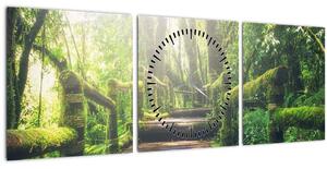 Slika - drvene stepenice u šumi (sa satom) (90x30 cm)