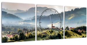 Slika - selo u magli (sa satom) (90x30 cm)