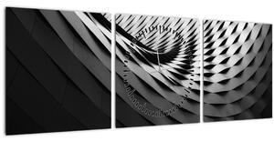 Apstraktna slika - crno-bijela spirala (sa satom) (90x30 cm)