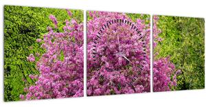Slika cvjetajućeg stabla na livadi (sa satom) (90x30 cm)