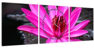 Slika - ružičasti cvijet (sa satom) (90x30 cm)