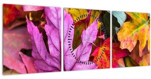 Slika - jesensko lišće (sa satom) (90x30 cm)
